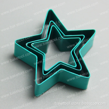 4pcs Green 5 point Star Metal Cookie Cutter Set, Stainless Steel Cookie Cutter Set
